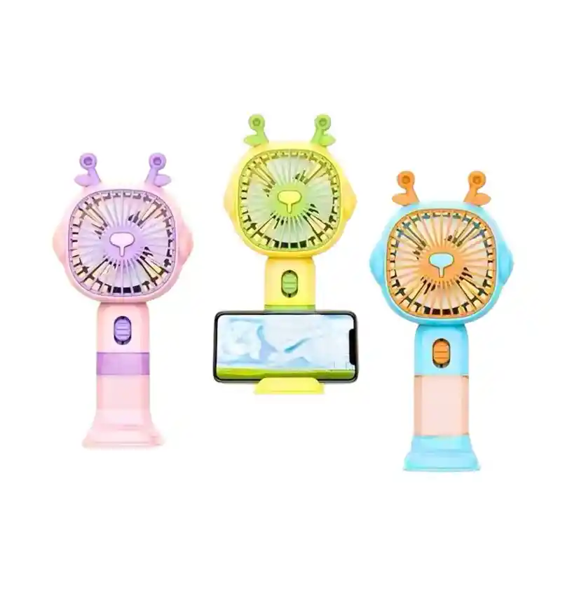 Mini Ventilador Recargable Con Base Y Orejas