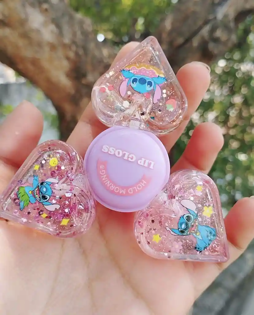 Brillo Labial Spinner Para Niñas Tres Brillos En Uno Dibujos Animados, Lip Gloss Efecto Luminoso