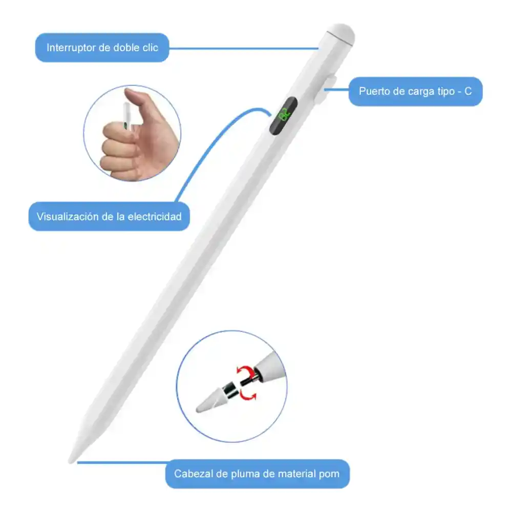 Lápiz Óptico Universal Ipad Android Capacitivo Pantalla Led