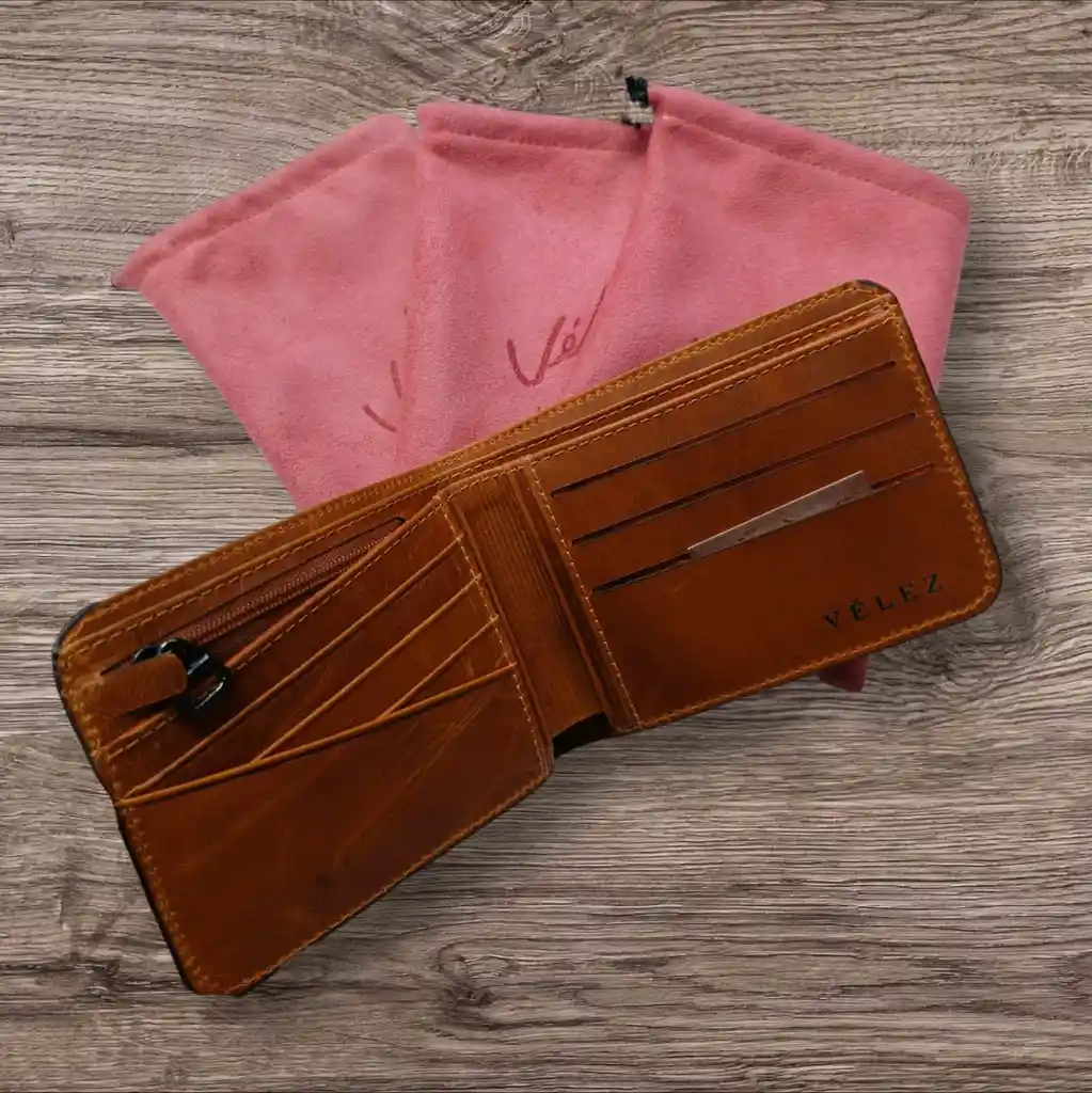 Billetera Hombre Velez Cuero Genuino De Alta Calidad Incluye Elegante Estuche Terciopelo