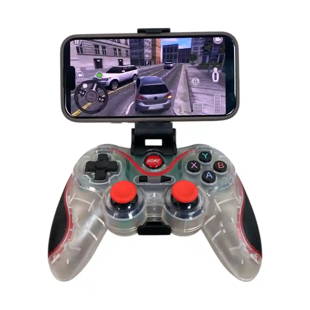 Control Bluetooth X3 Transperente + Soporte Para Celular Y Pc