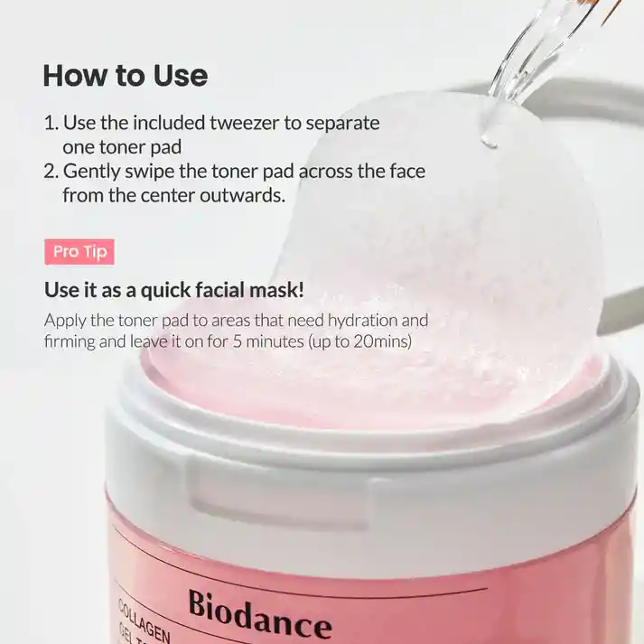 Pads De Tónico En Gel Con Colágeno Biodance Collagen Gel Toner Pad 60 Uds