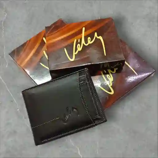 Billetera Hombre Velez Cuero Genuino De Alta Calidad Color Gafe- Tarjetero Independiente - Grabado