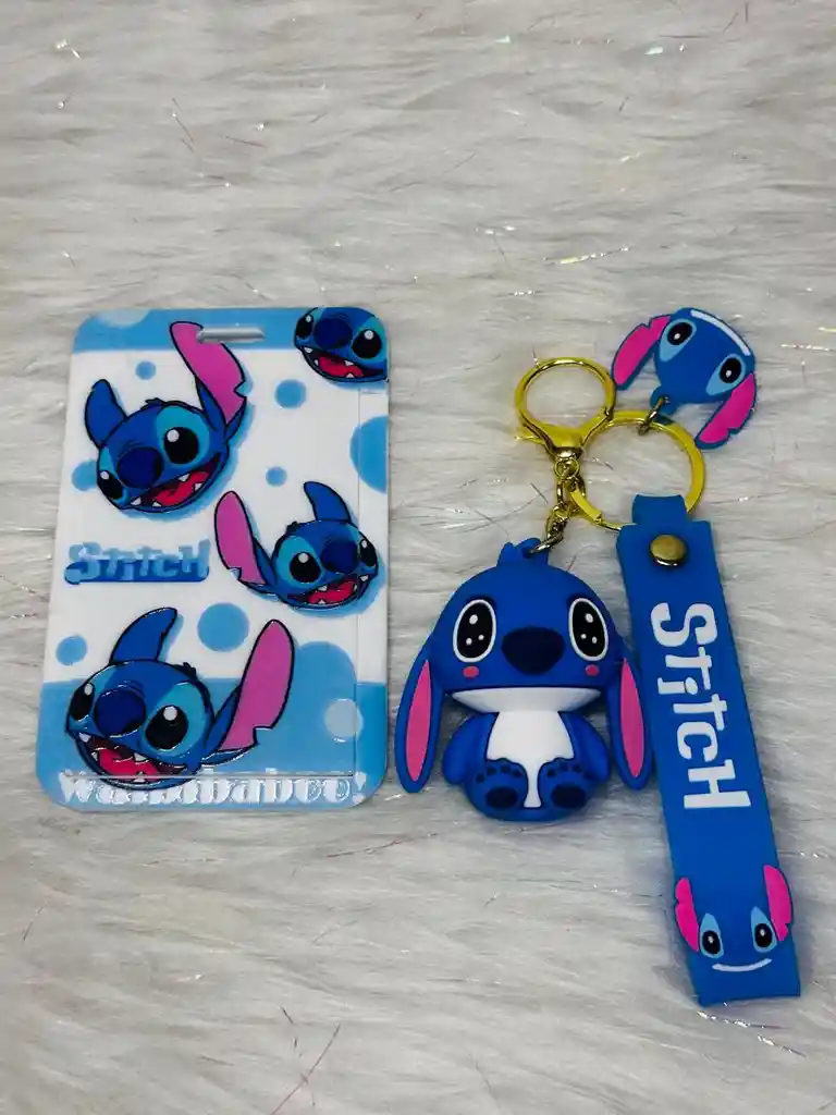 Porta Carnet Tarjetero Diseño Infantiles Con Diseño De Stitch