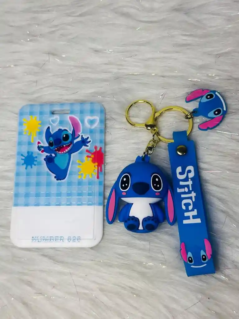 Porta Carnet Tarjetero Diseño Infantiles Con Diseño De Stitch