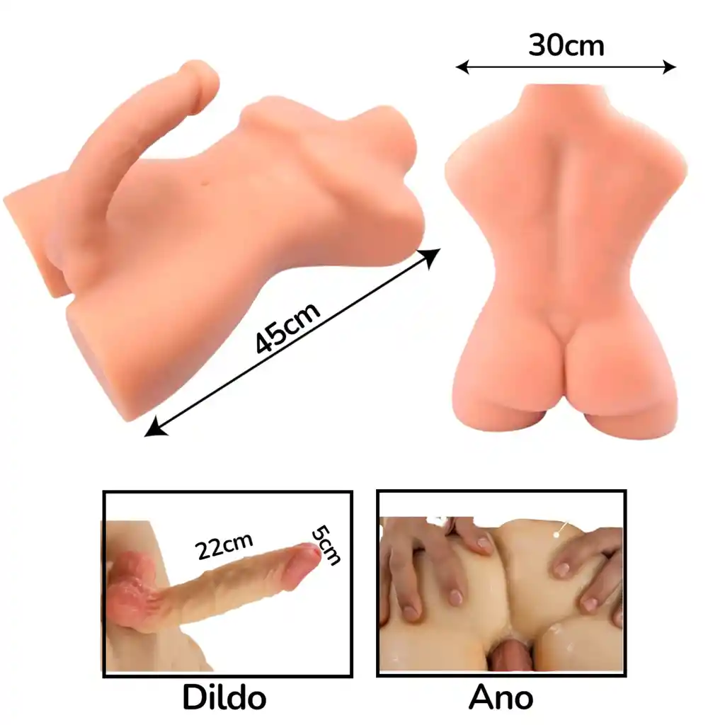 Torso Masculino Ultra Realista Con Dildo Y Ano Tommy Tamaño Real