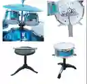 Batería Infantil 6 Tambores Platillos Silla Juguete Niños & Niñas Color Azul