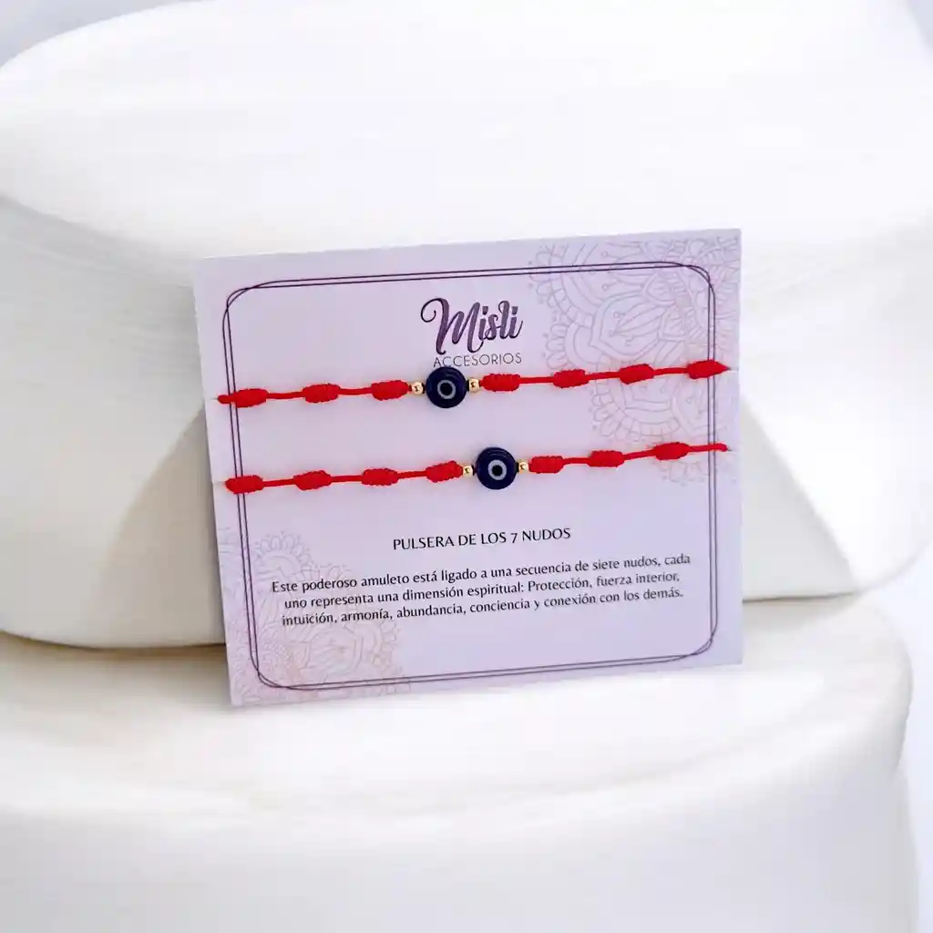 Set Pulseras De Protección 7 Nudos Y Ojo Turco Para Compartir