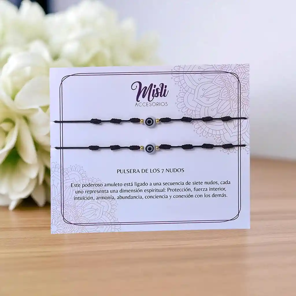 Set Pulseras De Protección 7 Nudos Y Ojo Turco Para Compartir