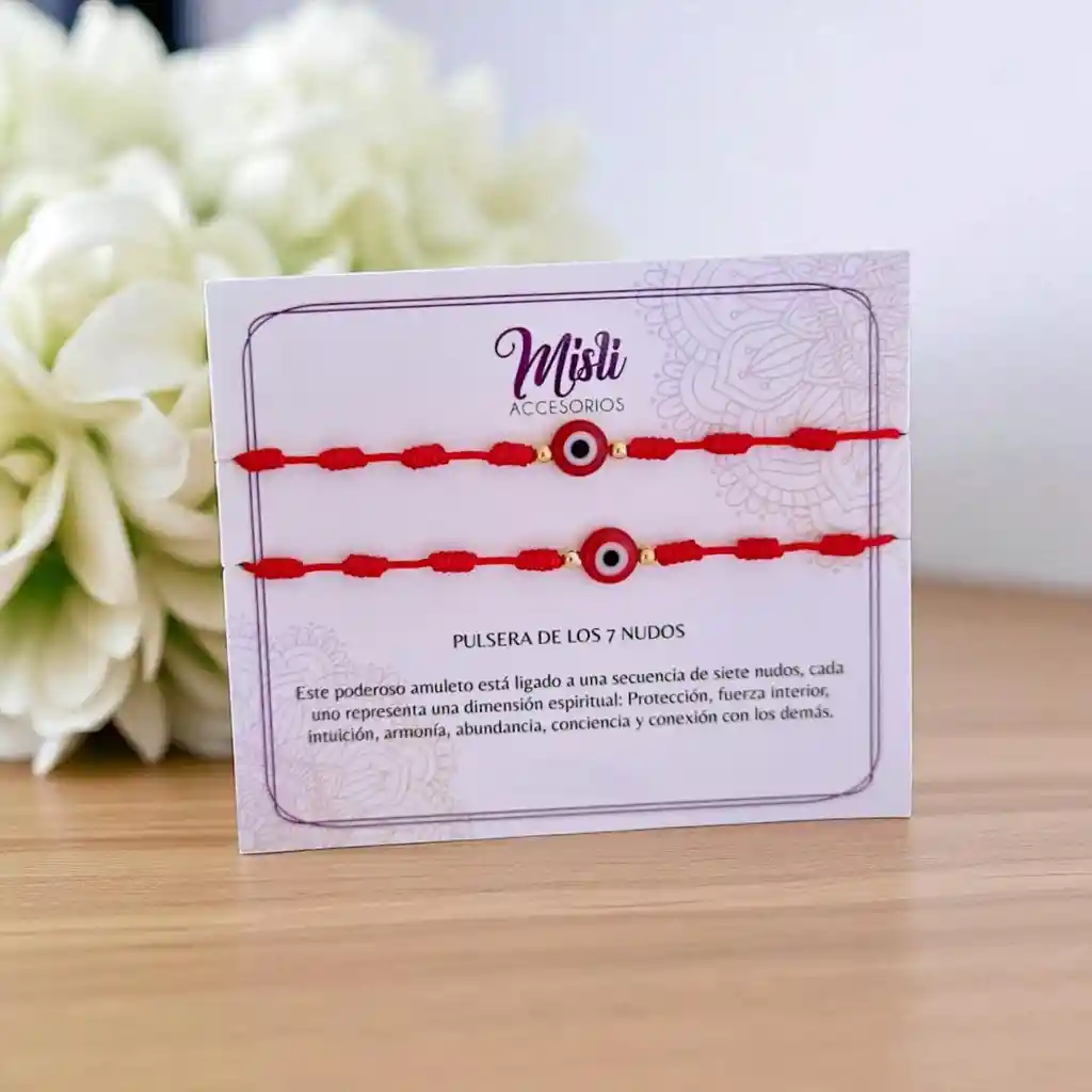 Set Pulseras De Protección 7 Nudos Y Ojo Turco Para Compartir