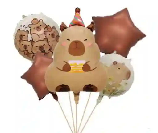 Bouquet De Globos Capibara X5 Piezas