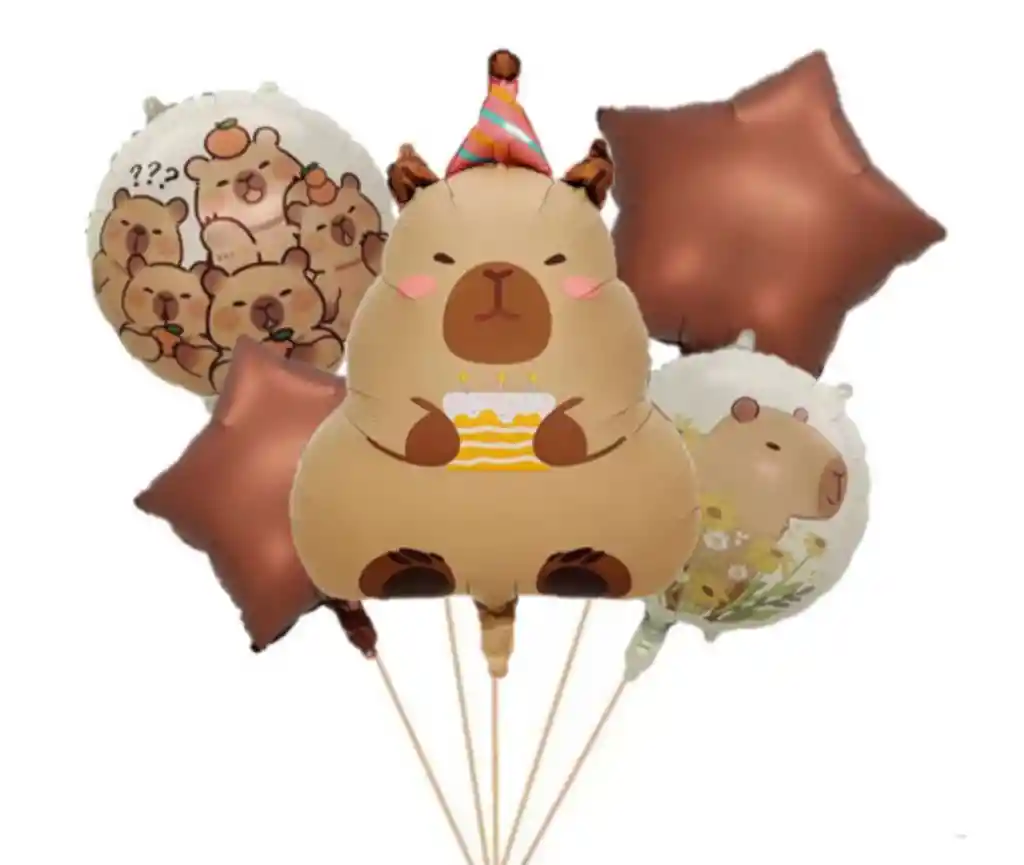 Bouquet De Globos Capibara X5 Piezas