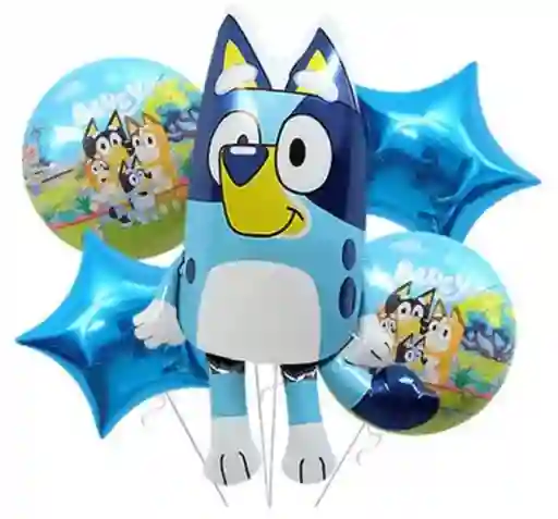 Bouquet De Globos Bluey X5 Piezas