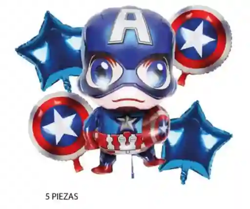 Bouquet De Globos Capitan America X5 Piezas