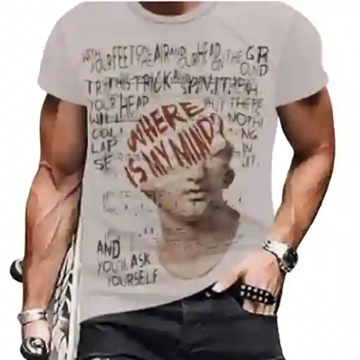 Camiseta Para Hombre Color Beige Talla M