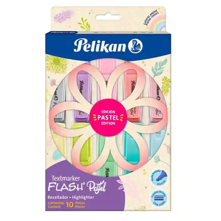 10 Resaltadores Pelikan Flash Colores Pastel