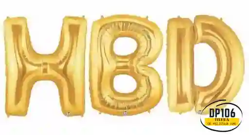 Globos De Cumpleaños Hbd Dorado