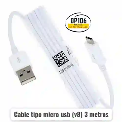 Cable Tipo Micro Usb (v8) 3 Metros