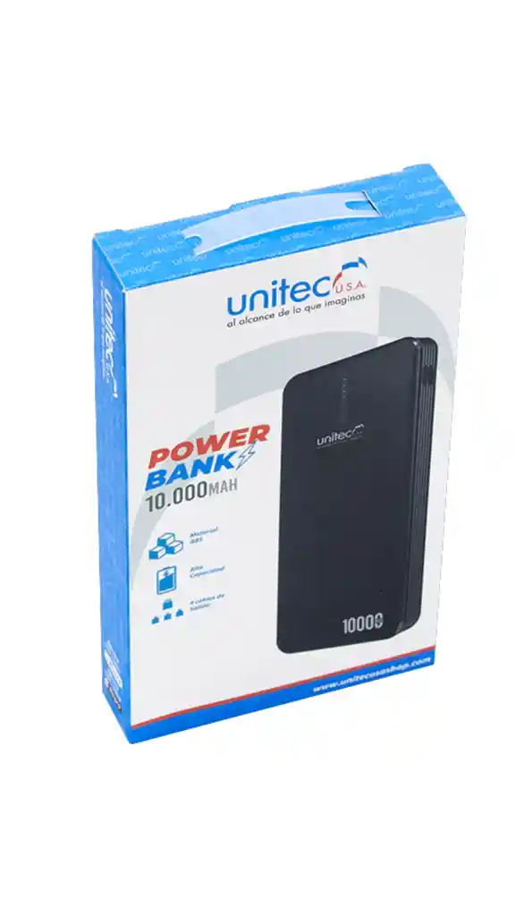 Power Bank Unitec 10000 Mah Con 4 Cables Integrados