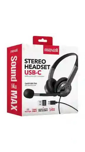 Diadema Con Micrófono Maxell Hs-hmic Usb-c Con Adaptador