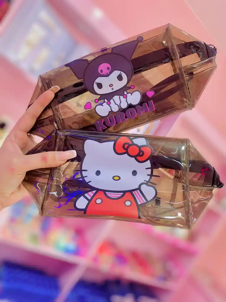 🎀 Cosmetiquera Transparente Mediana – Varios Diseños (hello Kitty, Kuromi Y Más)