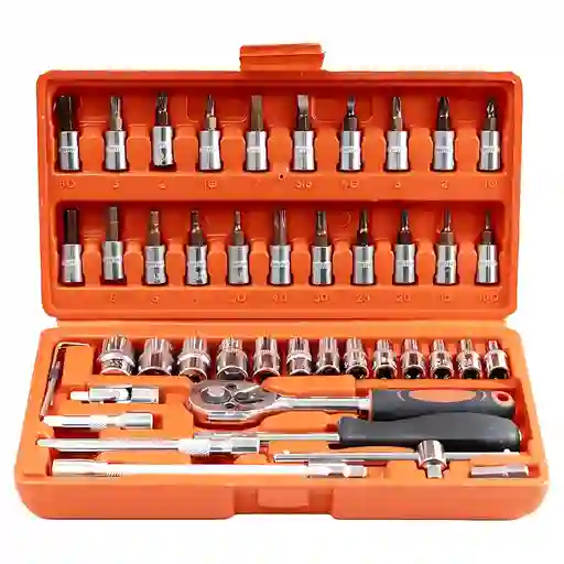 Kit De Copas Por 46 Piezas Mecanica Basica Ratchet 1/4