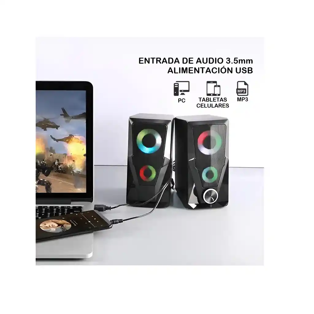 Parlantes Rgb Jertech S6 Para Pc Compurador Gamer L09