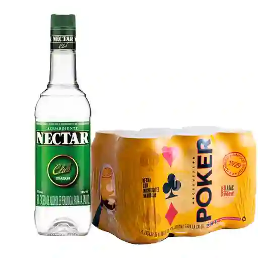 Combo Club Nectar Verde 750ml + Cerveza Poker Six Pack