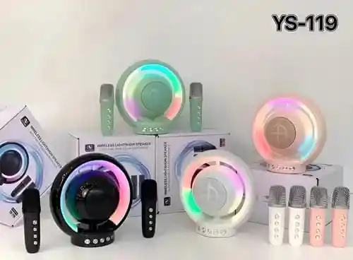 Parlante Portátil Ys-119 Bluetooth Rgb Karaoke 2 Micrófonos
