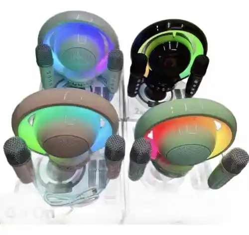 Parlante Portátil Ys-119 Bluetooth Rgb Karaoke 2 Micrófonos