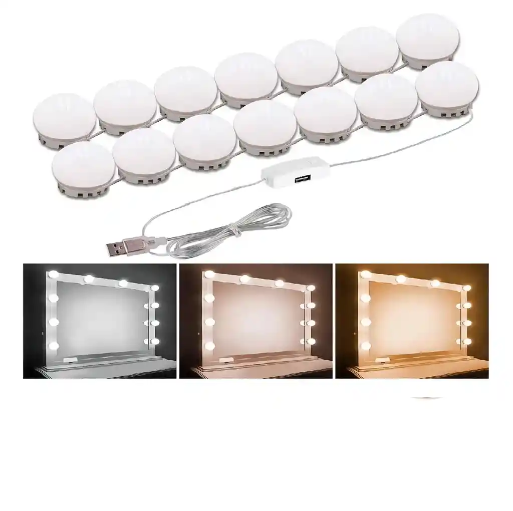 Extension Luces De Espejo Led Para Tocador Kit Bombillas Luz 3 Tonos