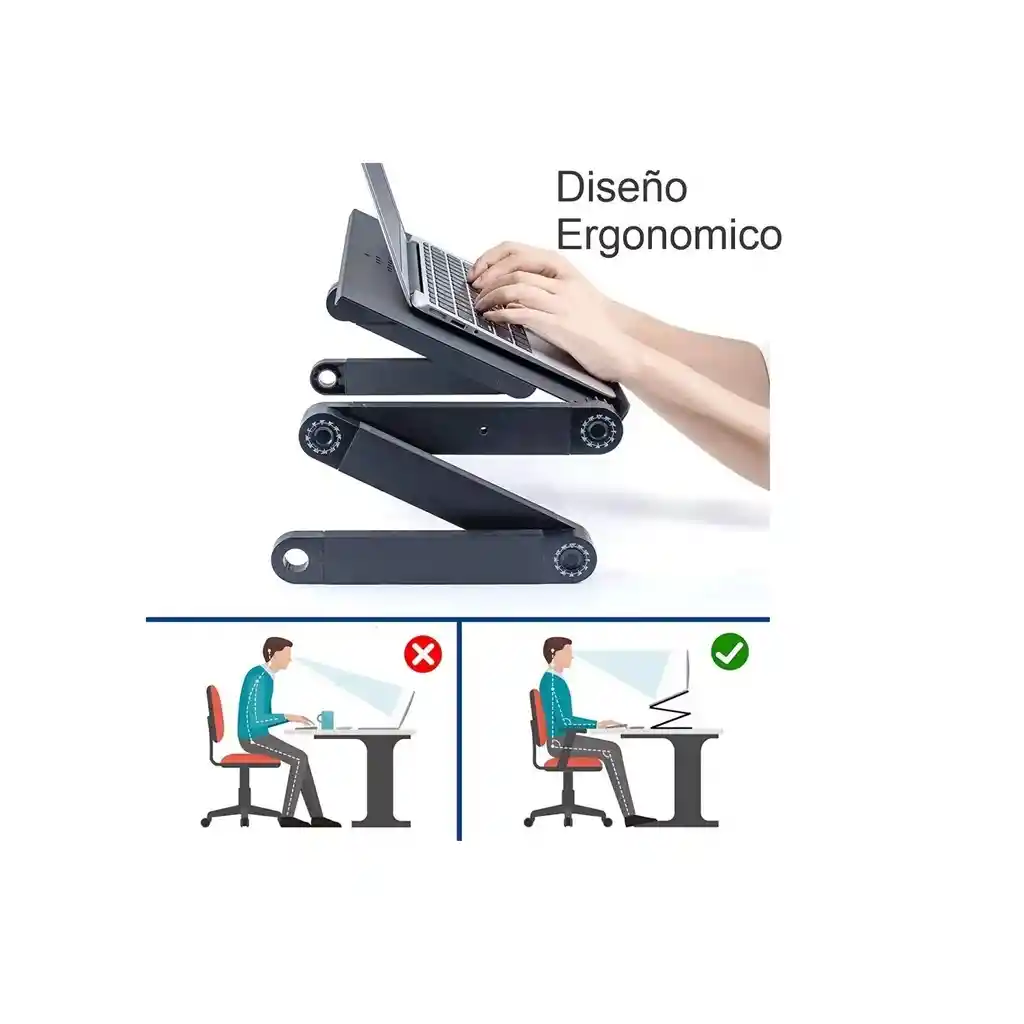Mesa Ajustable Portátil Multiuso Laptop Table T8 Ventilación