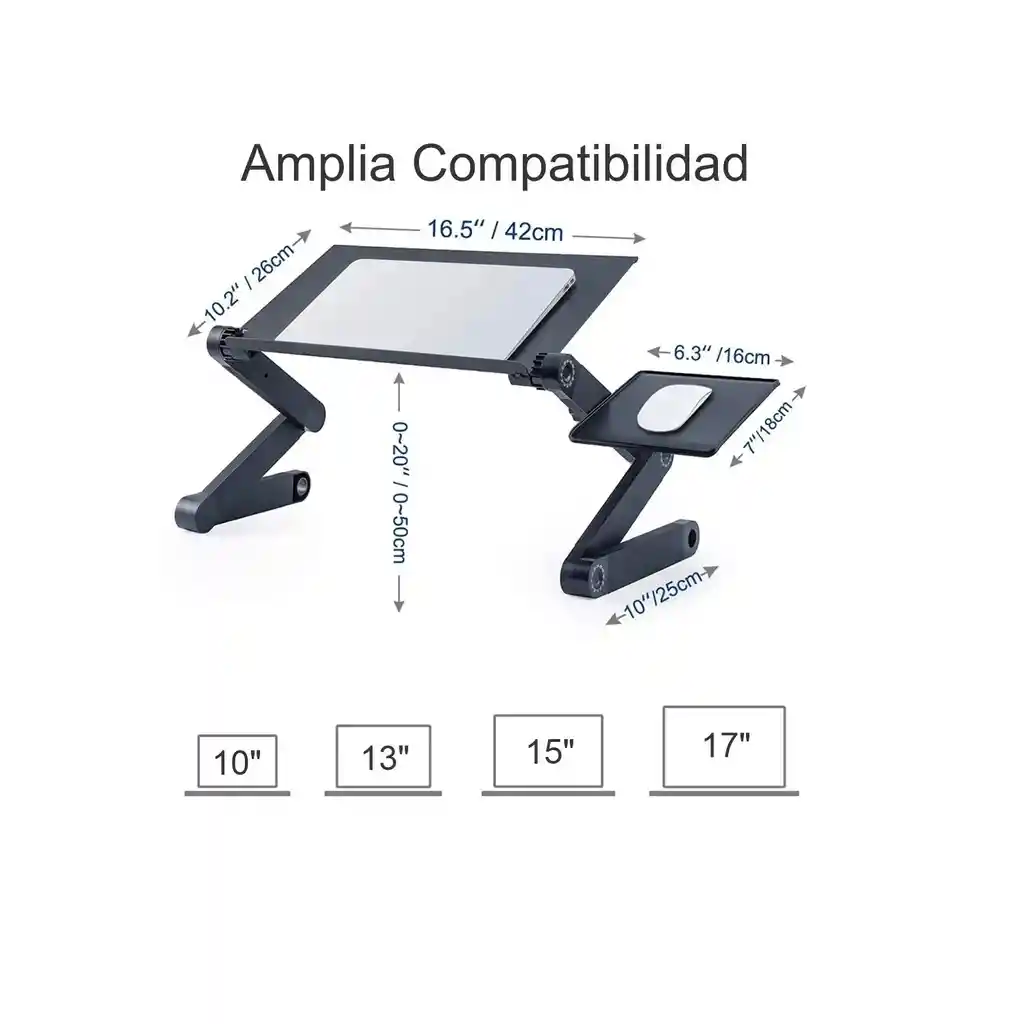 Mesa Ajustable Portátil Multiuso Laptop Table T8 Ventilación