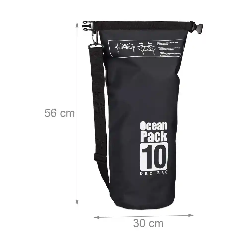 Bolso Impermeable Ocean Pack 10 Litros Z04 Color Negro