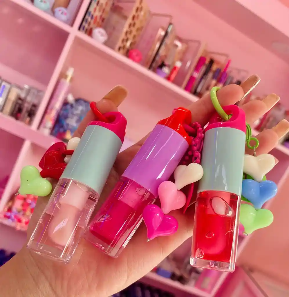 💋 Gloss Con Llaveros – Estilo Kawaii ✨💖 Gloss Tipo Bloomshell