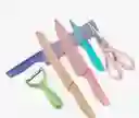 Set Cuchillos 6 Pzs Acero Inoxidable Mango Ergonómico Color Pastel