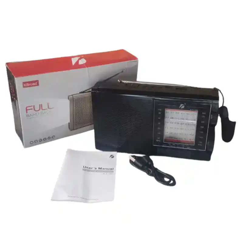 Radio Portátil Solar Batería Recargable, Fm/am/sw, Linterna Y Entrada Usb Ktf-1489