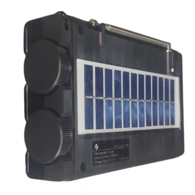 Radio Portátil Solar Batería Recargable, Fm/am/sw, Linterna Y Entrada Usb Ktf-1489