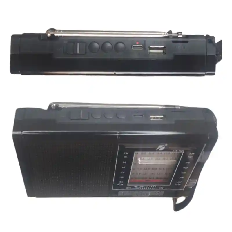 Radio Portátil Solar Batería Recargable, Fm/am/sw, Linterna Y Entrada Usb Ktf-1489
