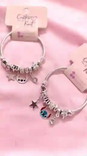 💙 Pulsera Estilo Pandora En Fantasia Fina – Con Dijes De Stitch ✨