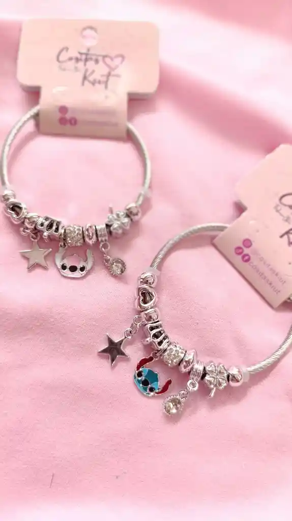 💙 Pulsera Estilo Pandora En Fantasia Fina – Con Dijes De Stitch ✨