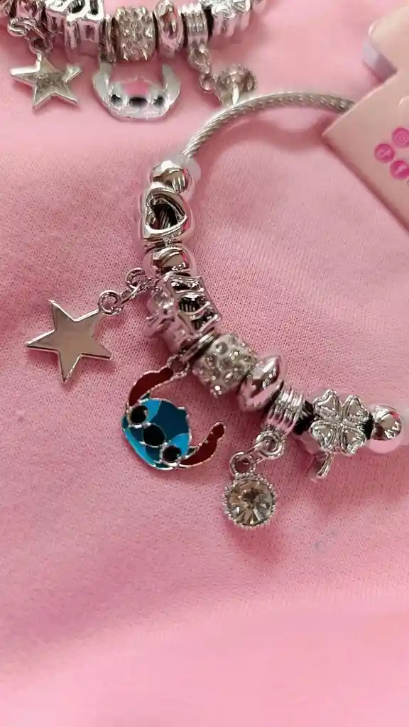 💙 Pulsera Estilo Pandora En Fantasia Fina – Con Dijes De Stitch ✨