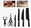Set Cuchillos 6 Pzs Acero Inoxidable Mango Ergonómico Color Negro