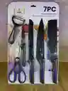 Set Cuchillos 6 Pzs Acero Inoxidable Mango Ergonómico Color Negro