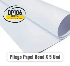 Pliego Papel Bond X 5 Und