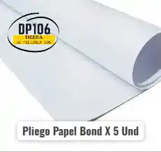 Pliego Papel Bond X 5 Und