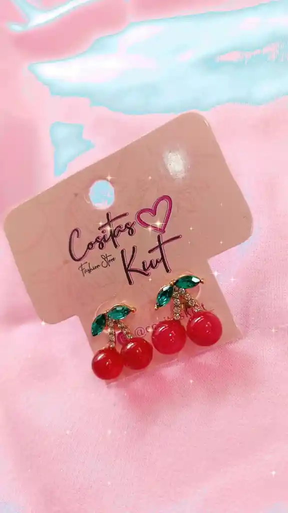 🍒 Aretes Fantasía Fina – Modelo Cereza Glam 🍒