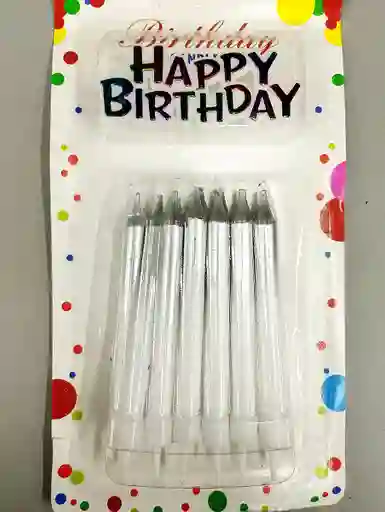 Velas De Fiesta Degrade De 10 Cm Blanco Y Plateado