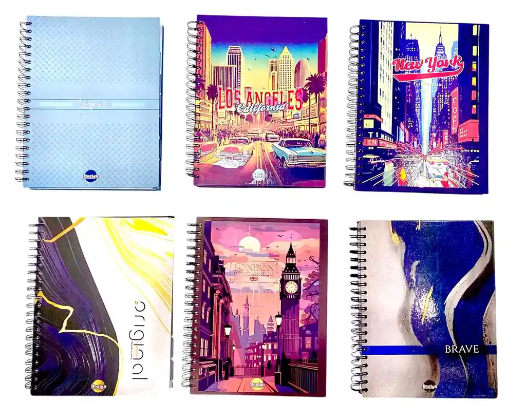 Cuaderno 7 Materias Grande De Hombre Argollado Cuadriculado Diseños Surtidos