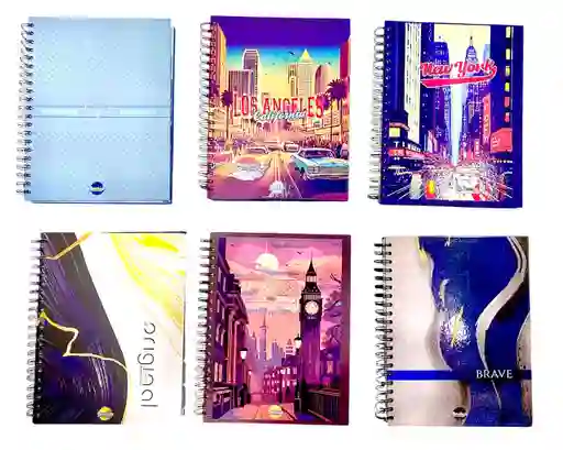 Cuaderno 7 Materias Grande De Hombre Argollado Cuadriculado Diseños Surtidos